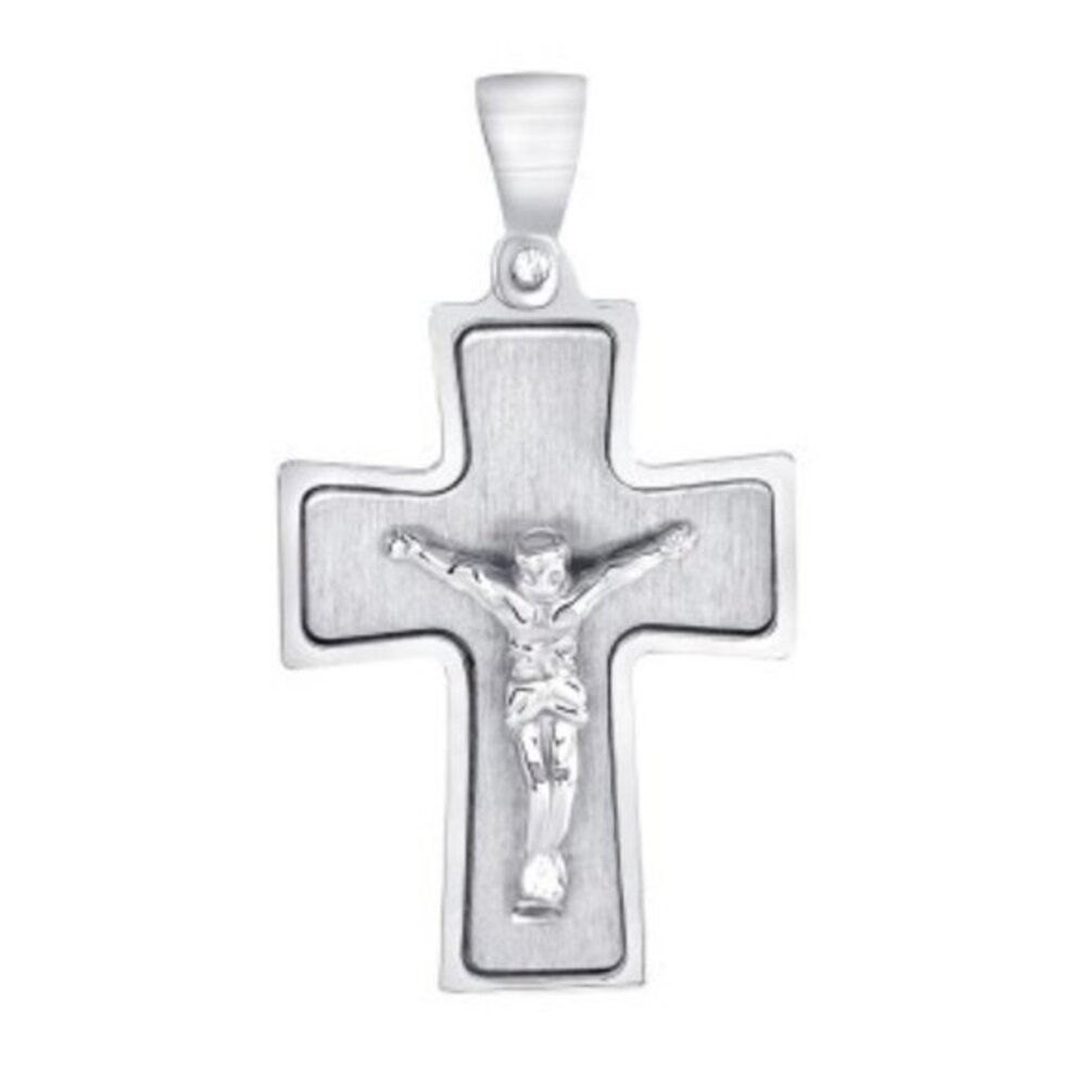 925 SILVER MATT FINISH CROSS JESUS PENDANT
